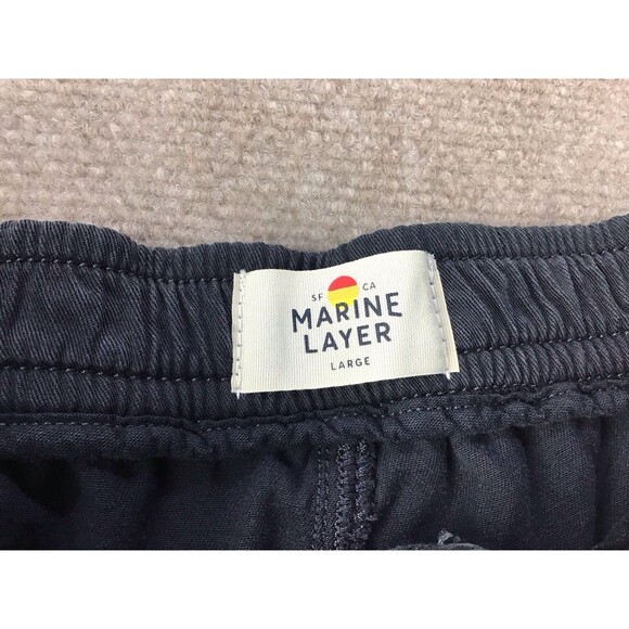 Marine Layer Chino Pants Men Sz Large Faded Black Casual Elastic Waist Stretch - Picture 4 of 16